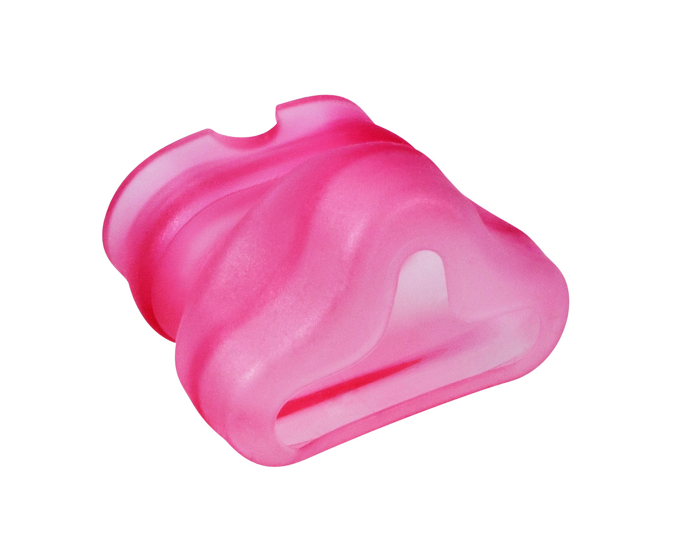 Rosa silikonklämma med vågig textur, isolerad på vit bakgrund.