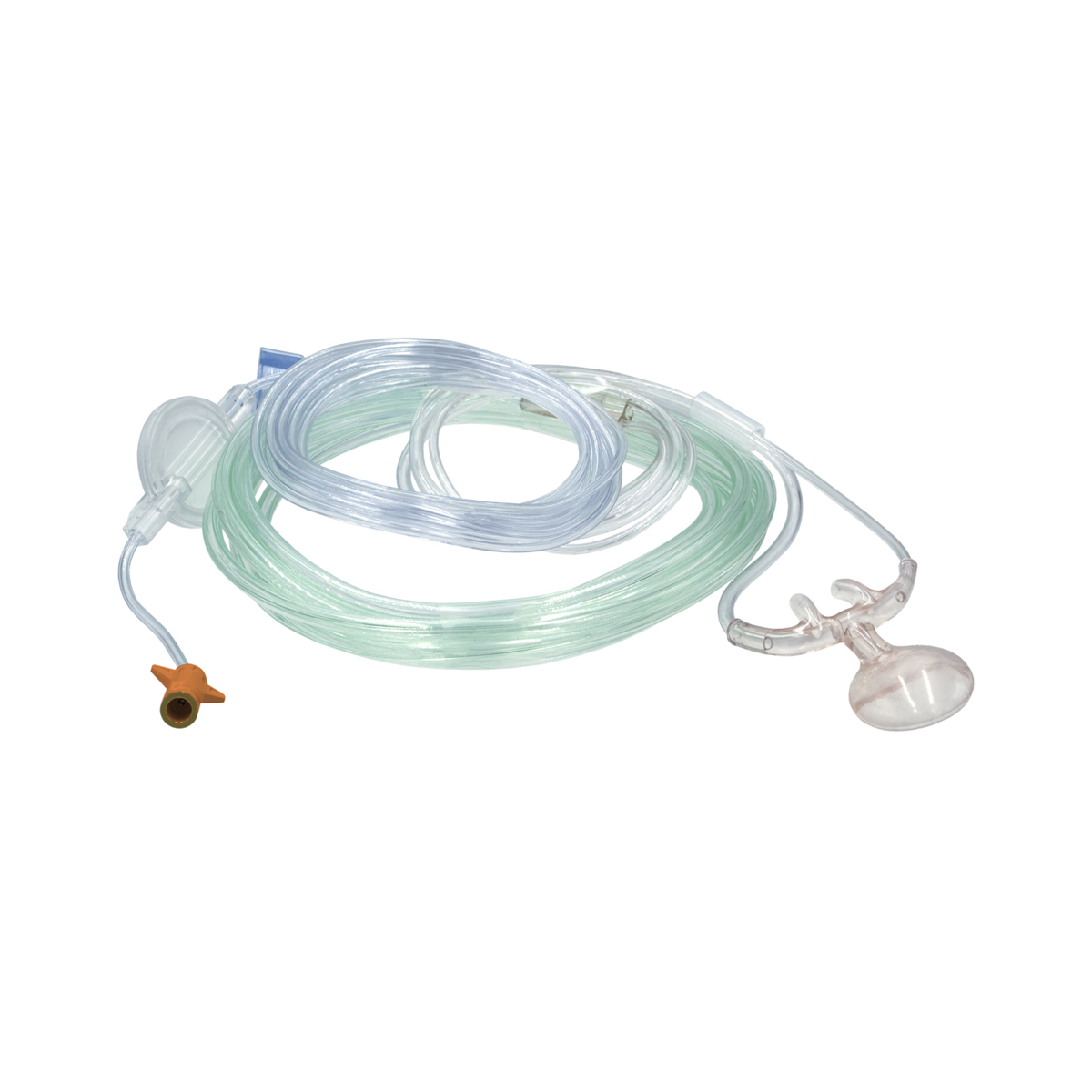 Happihappi maski nenänaluksella ja letkulla, käytetään lääketieteelliseen happihoitoon.